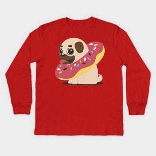 Pug Donut Kids Long Sleeve T-Shirt